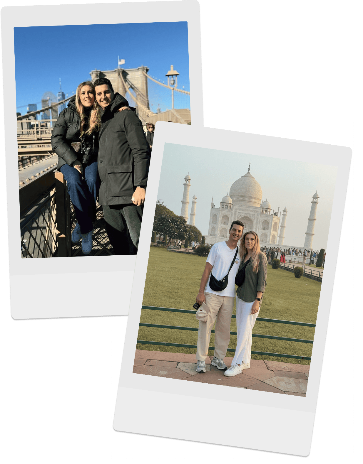 polaroid di riccardo e greta in viaggio a new york e in india